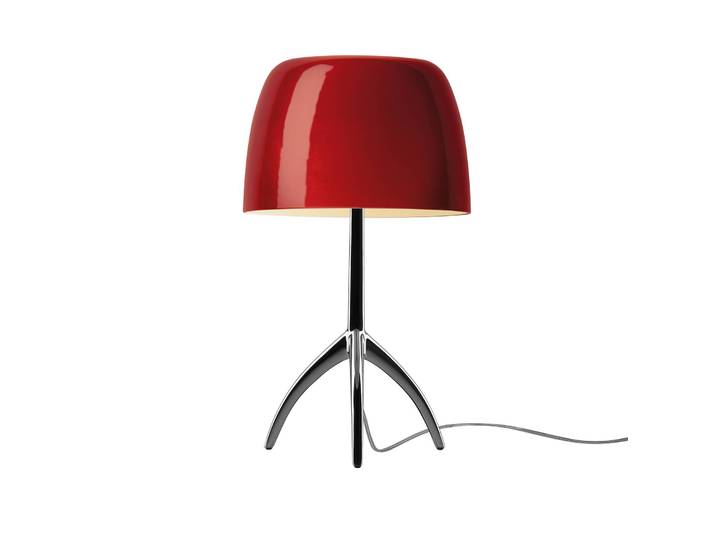 Foscarini Designer Tischlampe Lumiere piccola, dimmbar, rot, für Wohn- / Esszimmer, Glas, Design, Tischlampe