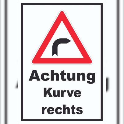 HB-Druck Schild Achtung Kurve rechts A6 (105x148mm)