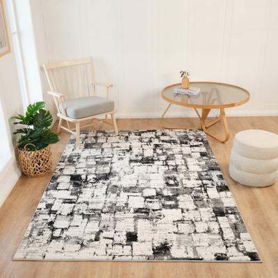 MDA Rugs Cairo Collection Transitional Bone/Black Abstract Area Rug