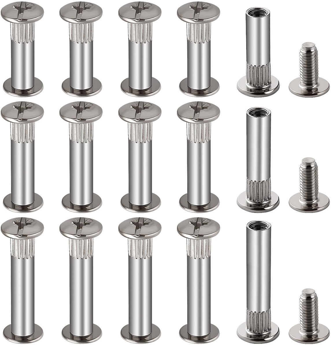15 stuks M6 Verbindingsschroeven Nikkel voor Meubelbevestiging