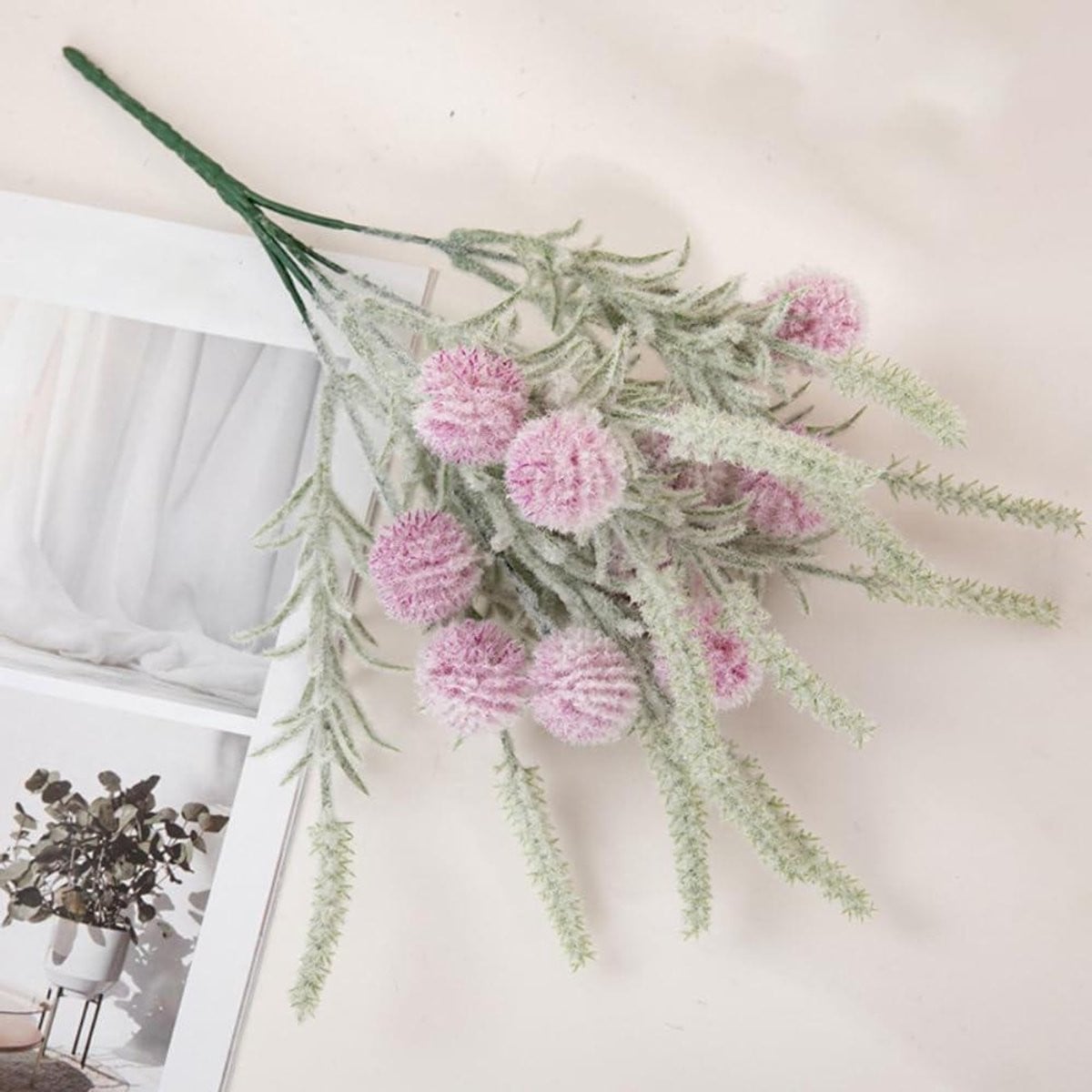 Rozerood kunstbloemen boeket van zijde met levensechte vorm, 34 cm lengte