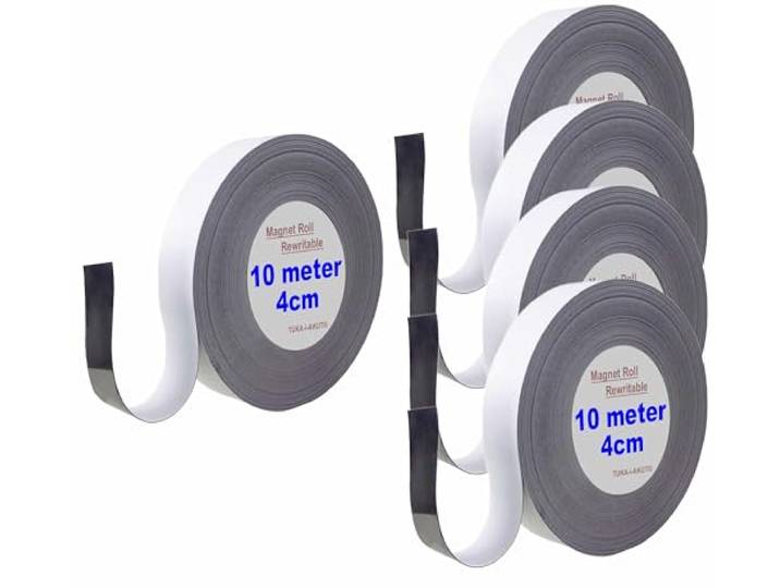 TUKA 50m x 40mm x 1mm Magnetband Wiederbeschreibbar, Kennzeichnungsband für Lagerkennzeichen, Whiteboard, Kühlschrank, Magnettafeln usw. Beschreibbar Abwichbar Zuschneidbar, 5x10m Weiß TKD9046