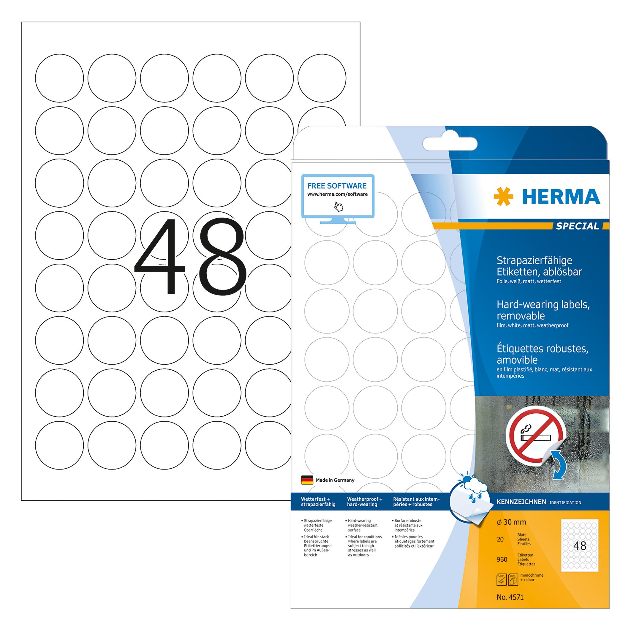 Herma Wetterfeste Etiketten A4 ablösbar (4571)