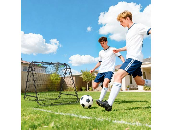 HOMCOM Filet Rebond Football 91x91cm Pliable Acier Noir