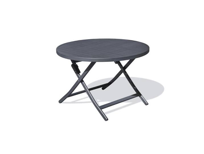 Table de jardin ronde pliante en aluminium - Gris anthracite - MARIUS