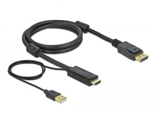 Delock HDMI / DisplayPort / USB Anschlusskabel HDMI-A Stecker, USB-A Stecker, DisplayPort Stecker 1m Schwarz 85963 vergoldete