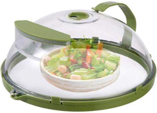 Transparante groene magnetronafdekking met stoomafvoer voor borden, 30 cm