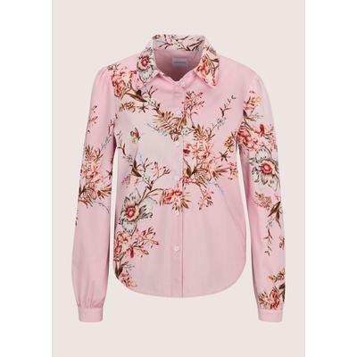 Hemdbluse MADELEINE "Bluse Hemdbluse mit floralem Druck", Damen, Gr. 40, wildrosé, nebelblau, multicolor, Modern, comfort fit, V-Ausschnitt, Blusen Hemdbluse