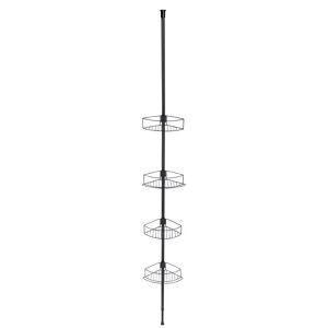 Wenko Duschablage Teleskopregal Dolcedo, schwarz, zum Klemmen, Eckregal, Edelstahl, 31 x 65-275 cm