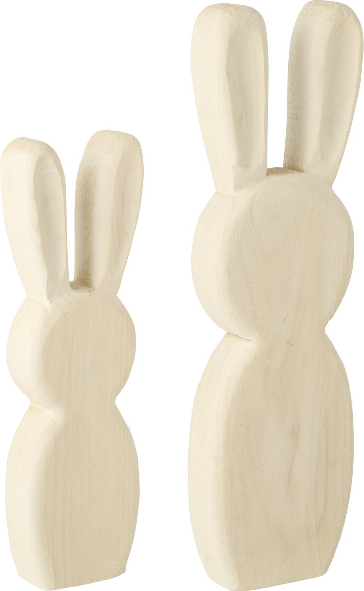 J-Line Decoratie Konijn Staand - Wit - Hout - Large