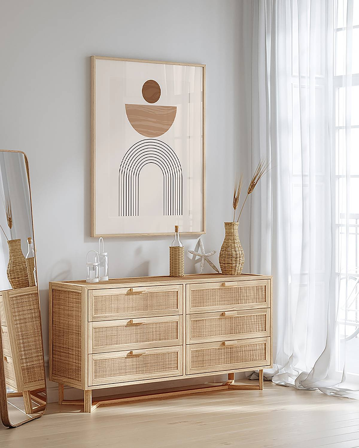 home24 Abstract Shapes in Neutral Wanddecoratie, Meerkleurig, B: 73 cm, H: 93 cm