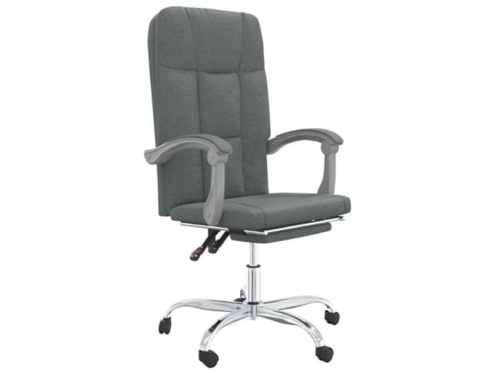 HKTMGDNG Bürostuhl mit Liegefunktion Ergonomischer Drehstuhl Dunkelgrau Atmungsaktiver Stoffsessel mit Verstellbarer Rückenlehne, Fußstütze und Rollen für Arbeitszimmer und Home Office.