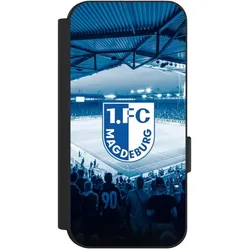 Nivocase Klapphülle für Google Pixel 9 Handyhülle aus Kunst Leder NIVOflip schwarz Stadion 1. FC Magdeburg (Google Pixel 9), Smartphone Hülle, Schwarz