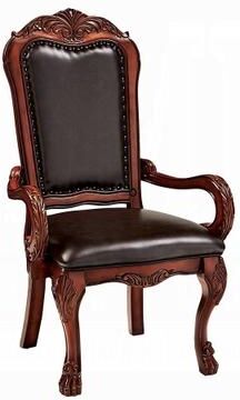 CDecor Adison Cherry Oak and Brown Nailhead Trim Arm Chair, Set of 2