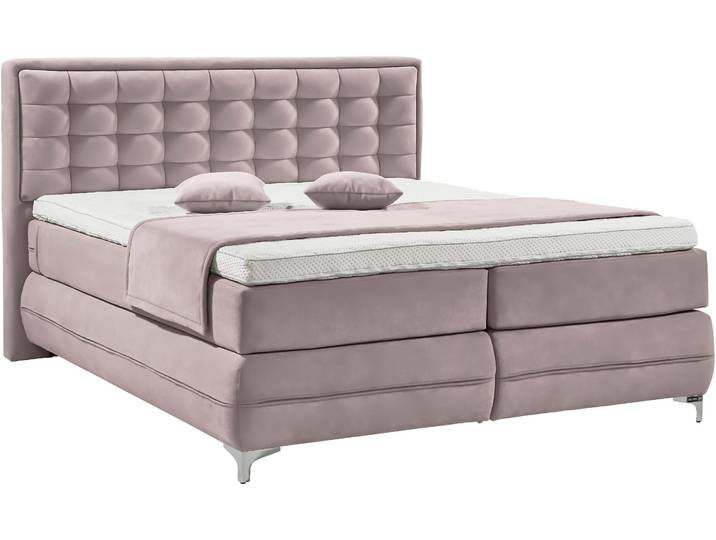 Boxspringbett, Massivholz, Lila (D 531 Flieder), 197×214 cm, 3 Härtegrade, Modern, Musterring