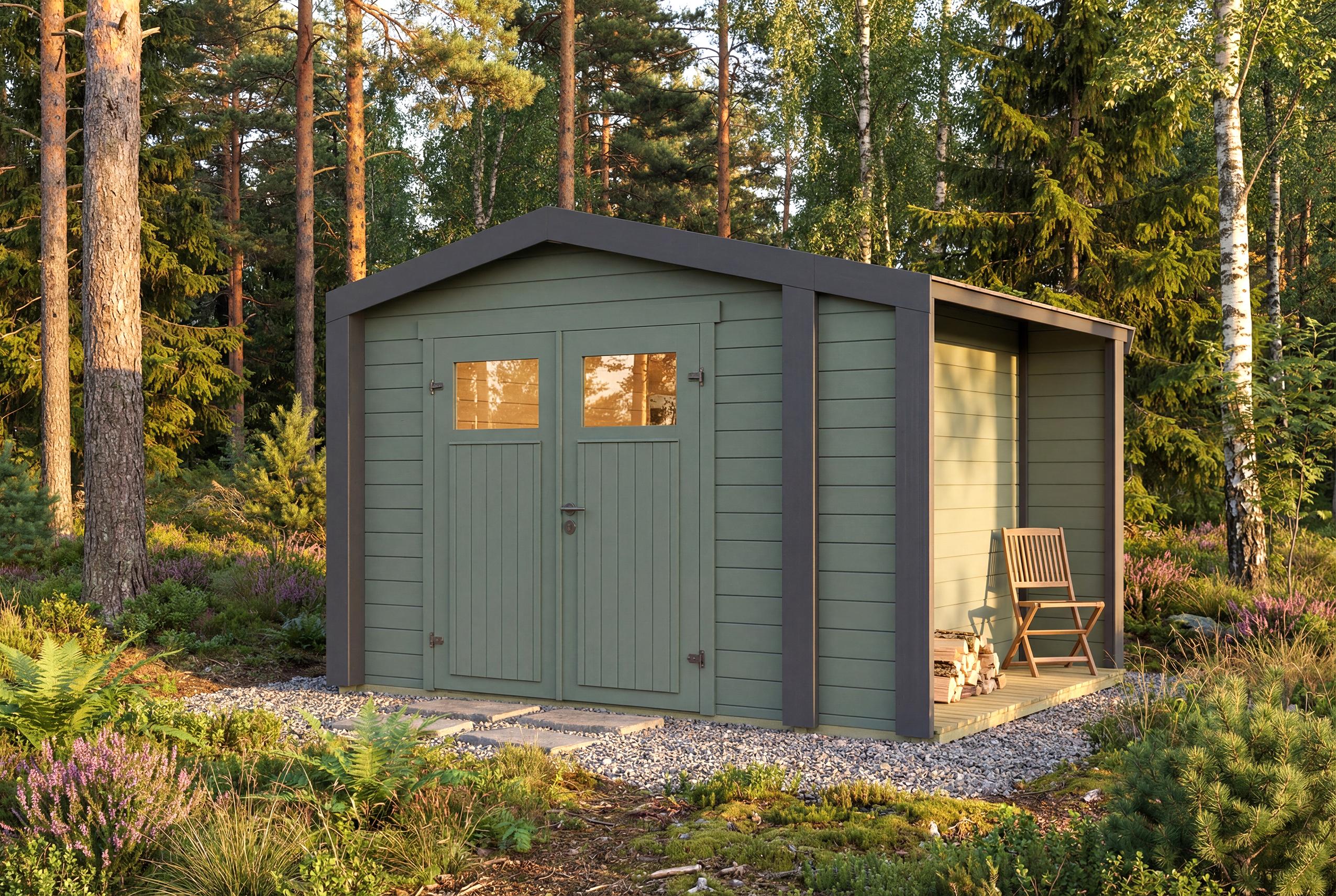 Gartenhaus Killarney, 300x250cm, Grüngrau, 28mm