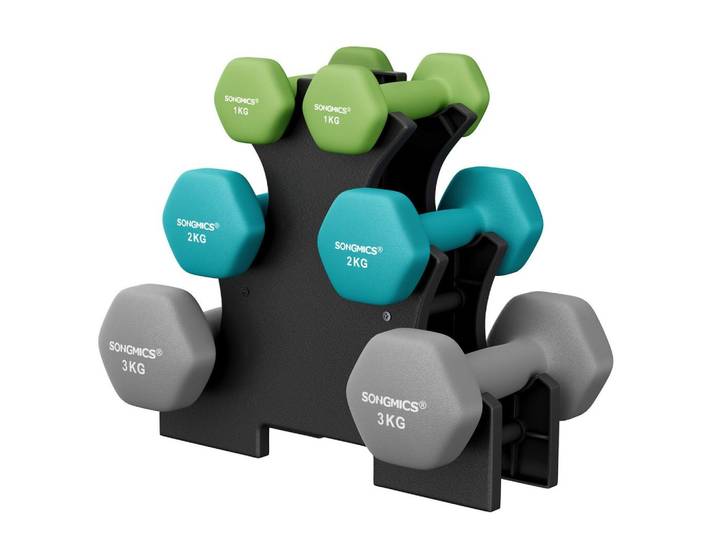 Fitness-Set Dumbbell Blau/Grau/Grün B: 38,5 cm