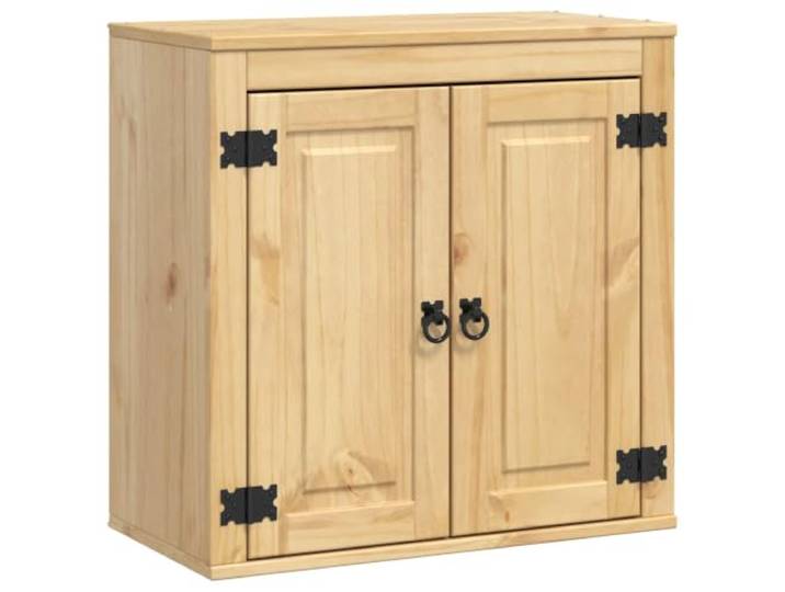 Helloshop26 Moderner rechteckiger Schrank mit Regal, 60 x 32 x 60 cm, praktische Aufbewahrung, Wohnzimmer, Kiefernholz, massiv, Honig, 02_0058887