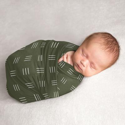 Sweet Jojo Designs Hunter Green Boho Mudcloth Boy Girl Baby Swaddle Receiving Blanket White Bohemian Woodland Tribal Hatch Gender Neutral Safari