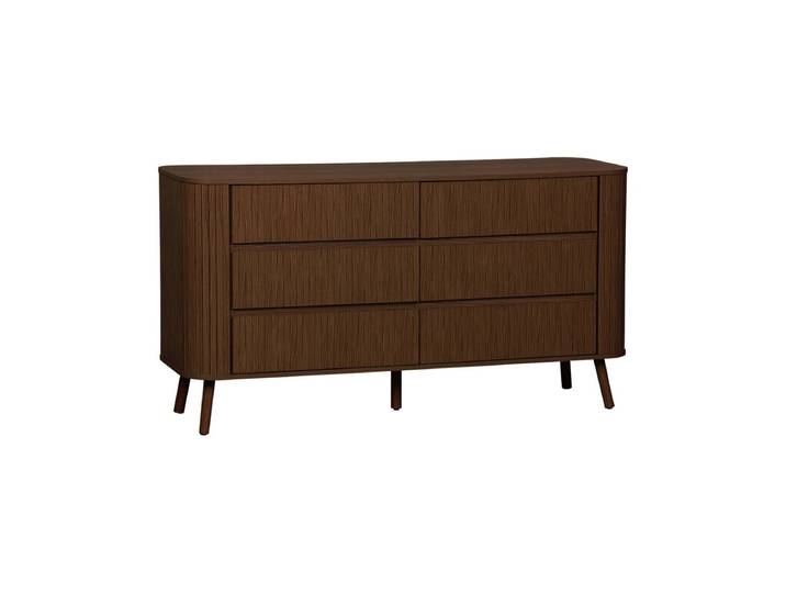Sweeek Commode décor bois strié 6 tiroirs LEGACY Marron Noyer