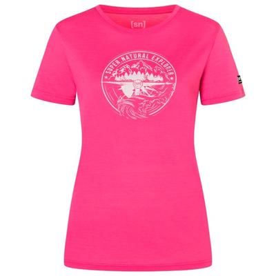 super.natural - Women's Exploring Tee - Merinoshirt Gr S rosa/weiß