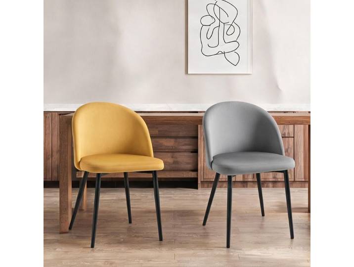 Velours multicolore et pieds métal noir Dining Chairs and Benches with 19.3 x 19.7 x 30.3 in and assise 46