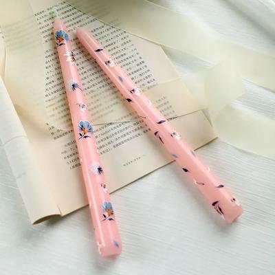 Uplift Essentials 2 Piece Hand Painted Rose Taper Candles pink