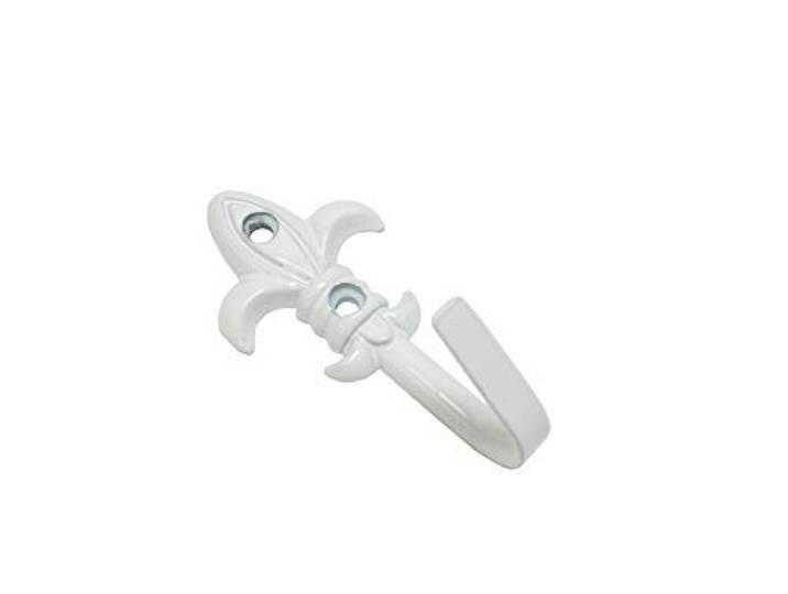 Gardinia Zierhaken für Vorhänge und Gardinen, Raffhaken zum Schrauben, Lilie, 2 Stück, Länge: 5,5 cm, Metall, Weiß