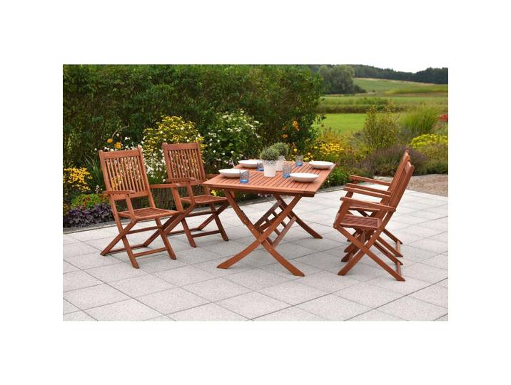 Gartentischgruppe Rio 5 -Teilig. Naturfarben