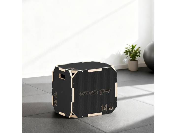 SPORTNOW Caisse Pliométrique Bois 3 en 1 Noir 3 Hauteurs