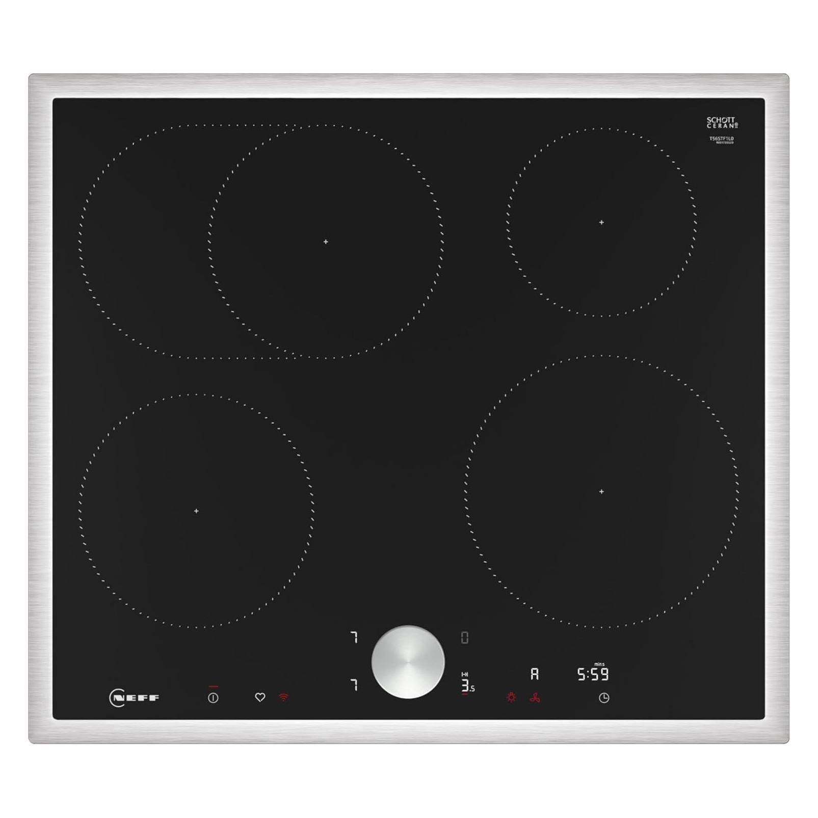 Neff N 90, Induktionskochfeld, 60 cm, Schwarz, Mit Rahmen aufliegend, T56STF1L0 (58.30 cm, Induktionskochfeld) (T56STF1L0)