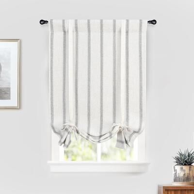 "DriftAway Farmhouse Linen Blend Blackout Tie Up Curtain - 25"" Width X 47"" Length"