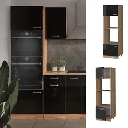 Vicco Mikrowellenschrank Küchenschrank R-Line Solid Eiche Schwarz 60 cm modern