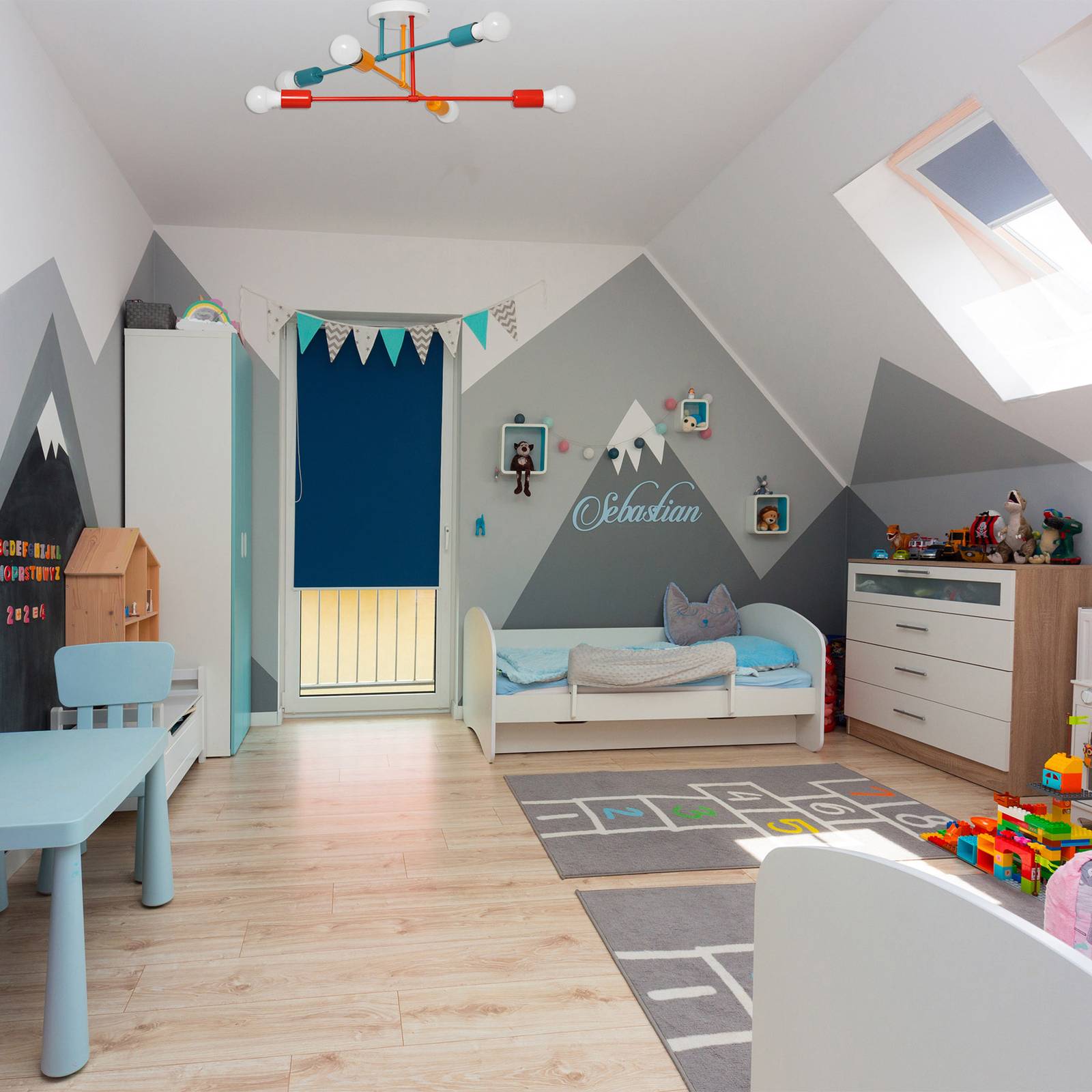 Deckenlampe Cambridge HELAM, dimmbar, Multicolour, für Kinderzimmer, Metall, Junges Wohnen, Deckenlampe