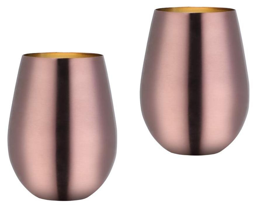 Set van 2 RVS Wijnglazen - Roze Goud - Merkloos