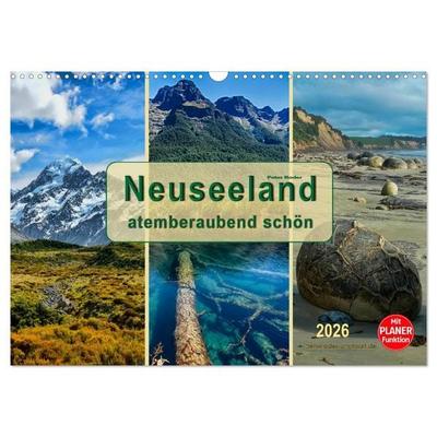 Neuseeland - atemberaubend schön (Wandkalender 2026 DIN A3 quer), CALVENDO Monatskalender