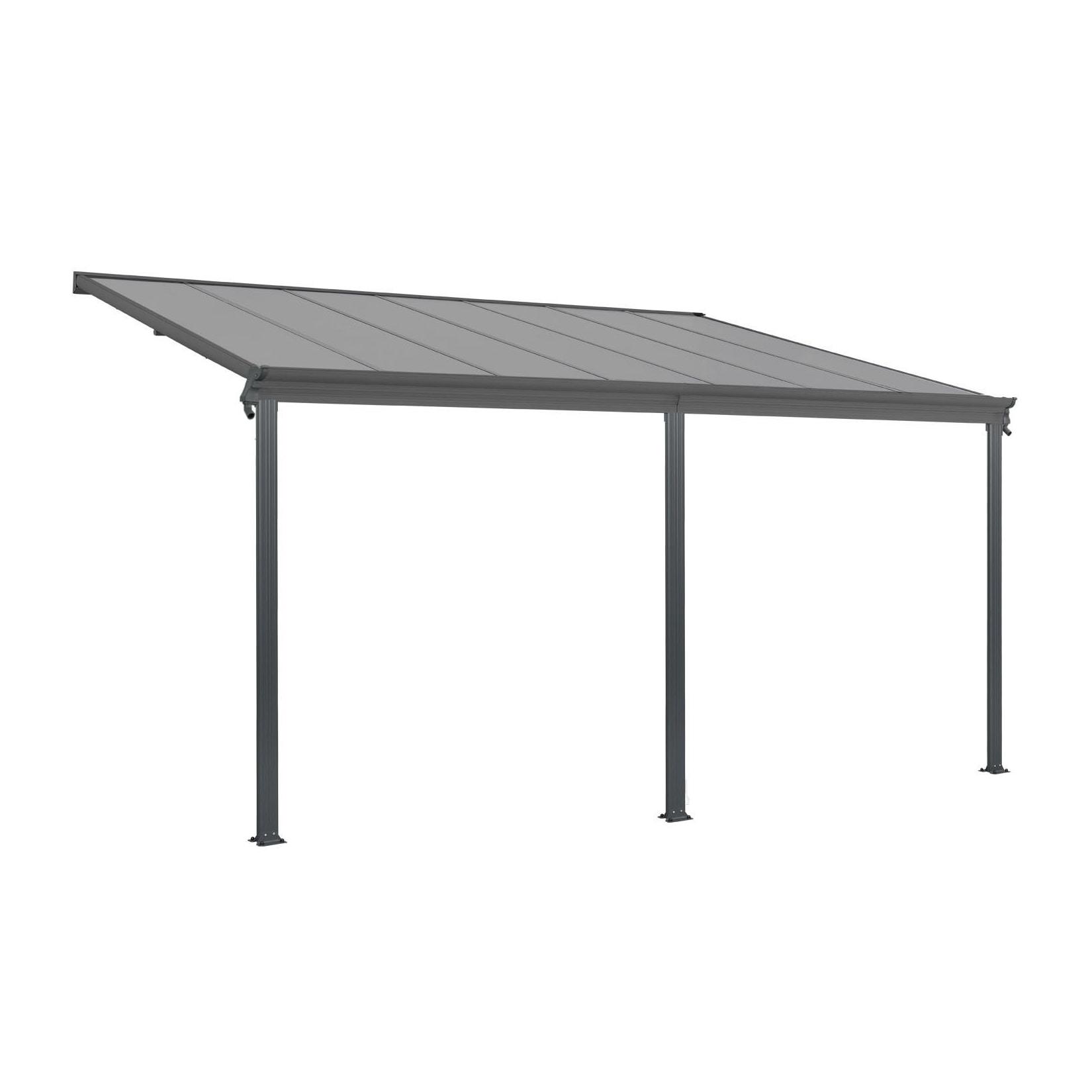 Juskys Terrassendach Borneo 5,5 x 3 m Aluminium mit Doppelstegplatten Terrassenüberdachung Dunkelgrau