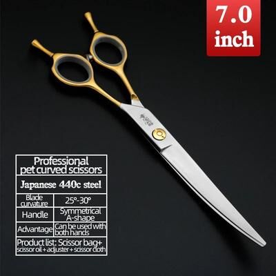 Inspired Living Sakura Dance 440C Professional Dog Grooming Scissors Set For Precision Pet Styling 7.0 inch Bend