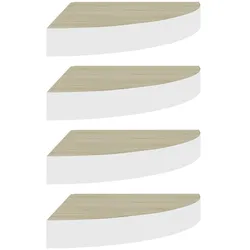 vidaXL Eck-Schweberegale 4 Stk. Eichen-Optik und Weiß 25x25x3,8 cm MDF