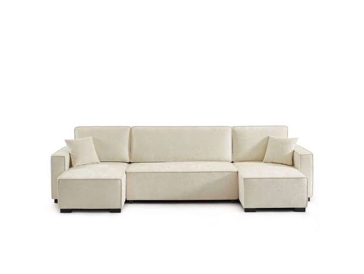 Canapé panoramique convertible GAVI 6 places tissu beige