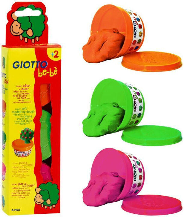 Etui 3 pots de 100g de pâte à jouer vert, orange, magenta - Giotto