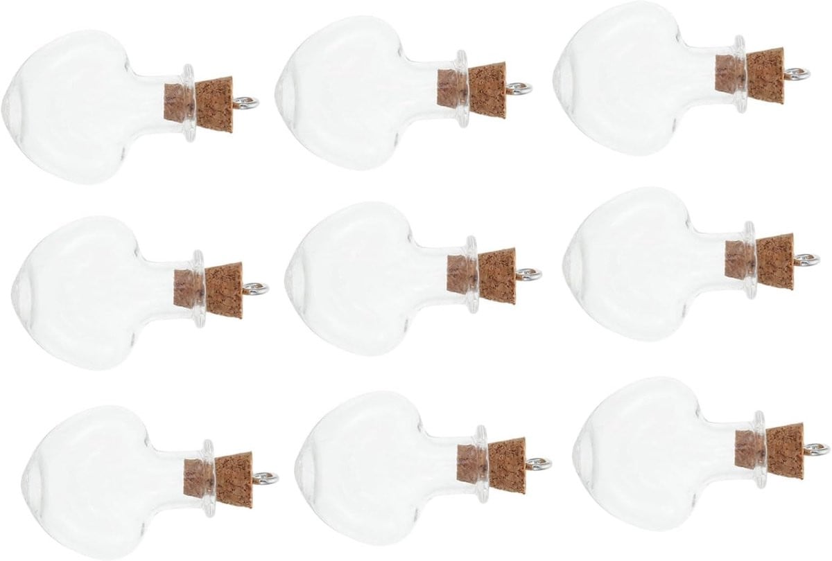 Set van 10 transparante mini glazen wensflesjes met kurksluiting voor decoratie en het versturen van berichten