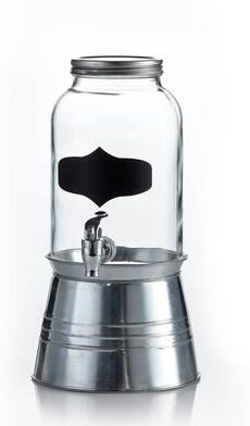 Style Setter Bristol Glass Beverage Dispenser with Ice Bucket Stand Water Wine Juice Great for Parties, Weddings and More
