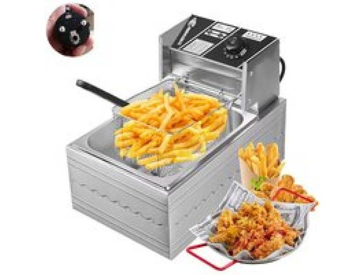 Friteuse Électrique Professionnelle 6L Inox Simple Cuve avec Panier – Contrôle Température – Cuisine Restaurant