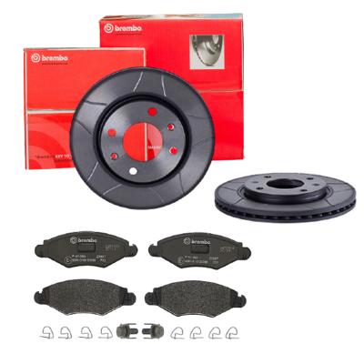 BREMBO Bremsensatz, Scheibenbremse Bremsensatz-Vorderachse MAX LINE / STANDARD SK8K0F7097 Vorderachse Geschlitzt 247mm 20mm für Citroën Peugeot NAZA