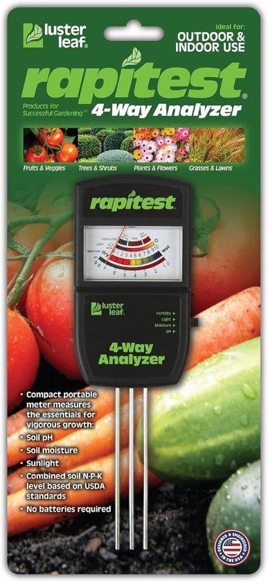 Elektronische 4-in-1 Bodemtester voor pH, Vocht, Vruchtbaarheid en Zonlicht