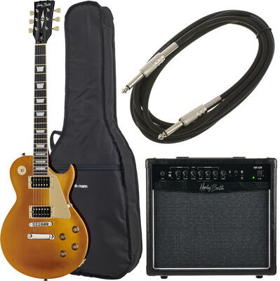 Harley Benton SC-400 SGT Classic Seri Bundle Gold Top Seidenmatt