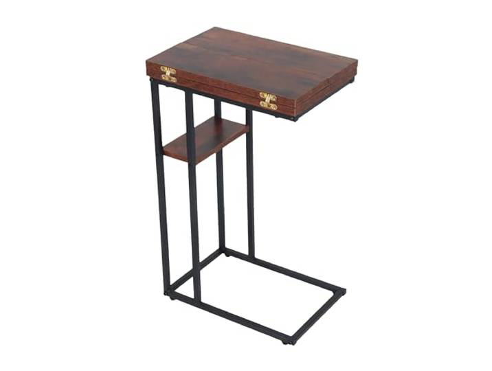 Relaxdays Beistelltisch, HxBxT: 64 x 52 x 39 cm, ausklappbare Tischplatte, MDF, Metall, C-Form, Sofatisch, Farbwahl