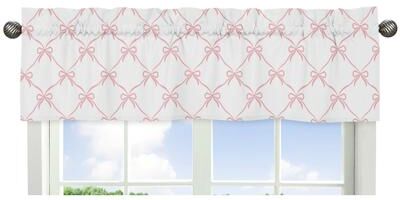 Sweet Jojo Designs Pink Bows Girl Window Curtain Valance - Blush and White Bow for Ballerina Ballet Dancer Princess Collection