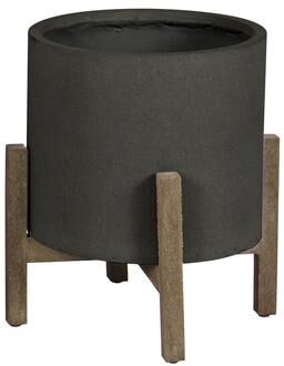 Bailey Small Round Standing Pot, Black Stone